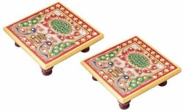 galcrafts all purpose pooja lotus design (size 4*4 inch) set of 2 Marble All Purpose Chowki