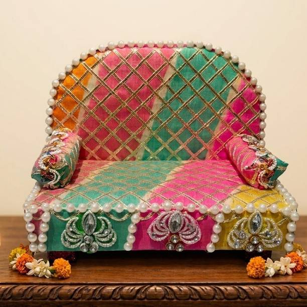 Banke Bihari KCreation Wooden, Plywood Pooja Chowki