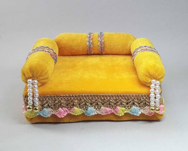 R D Handicraft Thakur ji Singhasan, Laddu Gopal ji Singhasan, Usable 0 to 3 Silk Pooja Chowki Silk All Purpose Chowki
