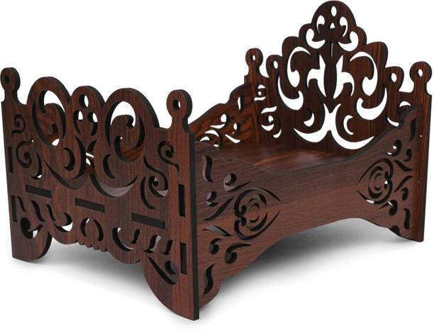 MSK Craft Ladu Gopal ji Wooden Bed with Intricate Carved Design for Kanha Ji/Gopal Ji Wooden Pooja Chowki