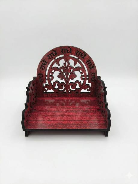 Radhika Crft Radhe Radhe Engraved Singhasan Wooden All Purpose Chowki