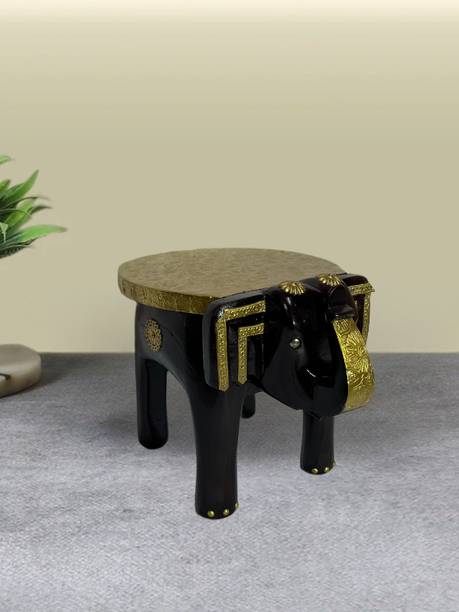 gurukripa handicraft Gurukripa Handicraft Wooden brass work Decorative 8'' Elephant stool Wooden Wooden All Purpose Chowki