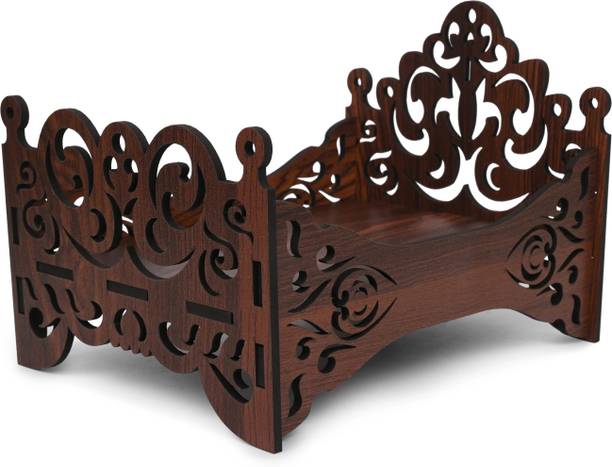 Gojeeva Premium Wooden Carved Pattern Designer Bed For Kanha Ji/Gopal Ji Bed Wooden All Purpose Chowki