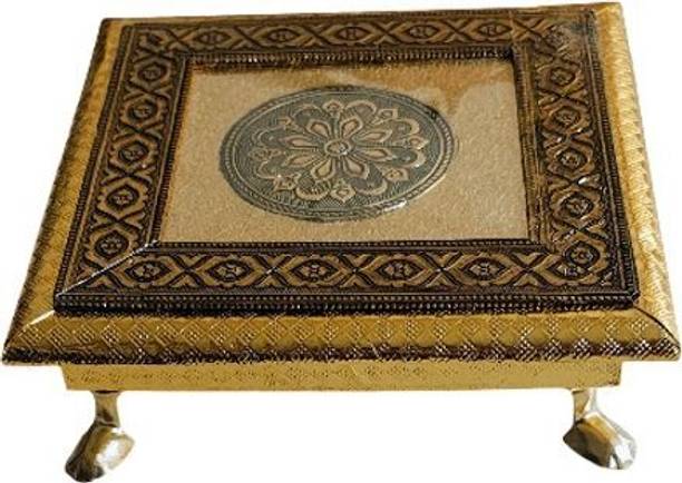 S S HANDICRAFT Pooja Bajot Wooden Chowki Chourang Wooden Pooja Chowki. size 8*8 Wooden All Purpose Chowki