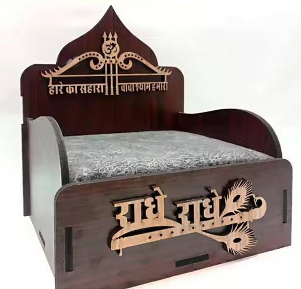 Gojeeva Radha Krishna Wooden Pooja Singhasan (Temple Throne) Wooden All Purpose Chowki