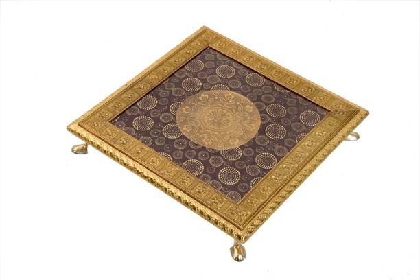 shreeji digital Rajwadi Pooja Chowki Wooden, Brass All Purpose Chowki