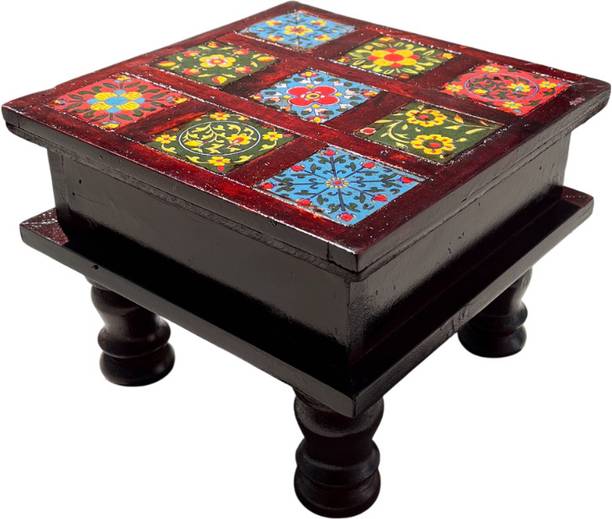 gurukripa handicraft Gurukripa Handicraft CeramicTile poojaChowki,Mandir puja Stool for Home,Office Wooden All Purpose Chowki