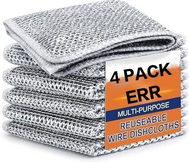 ERR ERR Non Scratch Wire Dishwash Cloth Wet and Dry Stainless Steel, Microfiber Cleaning Cloth