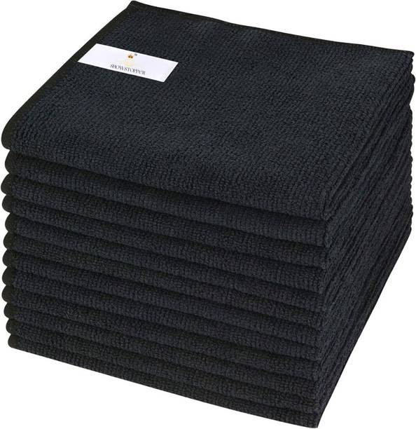 SHOWSTOPPER Black 250 GSM (30cmX30)cm, Highly Absorbent Microfiber Towels Cleaning Rags Wet and Dry Microfiber Cleaning Cloth