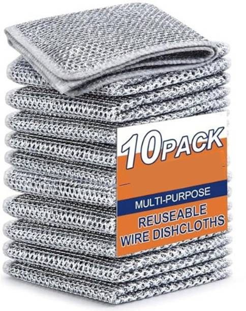 KitchenQ Non-Scratch Wire Dishcloth, Easy Rinsing, Reusable,Sinks Wet and Dry Stainless Steel Cleaning Cloth
