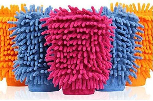 Shofo Shop Single Sided Microfiber Cleaning Gloves Multicolor Pack of 5 Wet and Dry Microfiber Cleaning Cloth