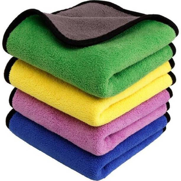 Snatch My Deal Microfiber Cleaning Cloth For Car (Pack Of 4) 500 GSM Car Microfiber Cloth Wet and Dry Microfiber Cleaning Cloth
