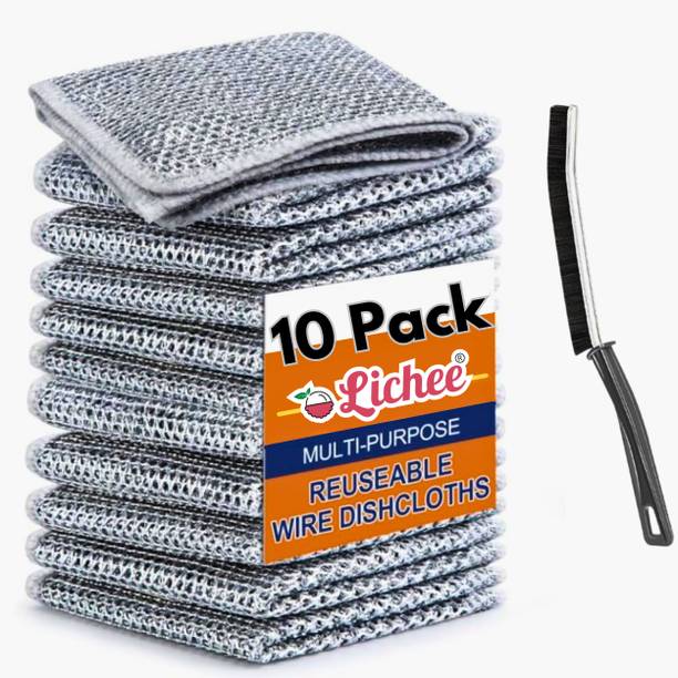 LeaFox Non-Scratch Wire Dishcloth & Gaps Cleaning Brush, Easy Rinsing, Reusable, Sinks Wet and Dry Iron Cleaning Cloth