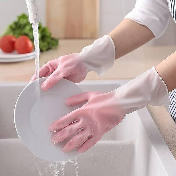 Wolpin Cleaning Gloves Hand For Dishwashing Cooking Skin-Friendly Wet and Dry Glove