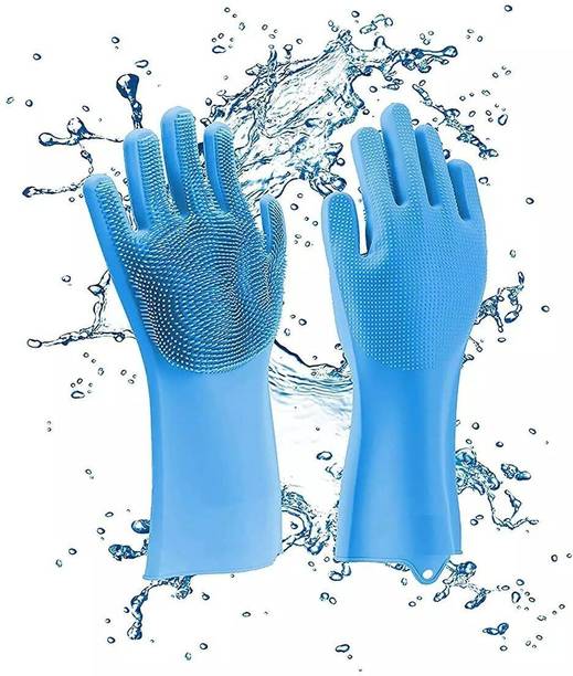 RHHG E COM Silicone Dish Washing Magic Hand Gloves for Dishwashing,Pet Grooming,Bathroom, Dry Glove