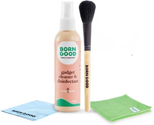 Born Good Plant Based Gadget Cleaner Spay Kit with Soft Bristle Brush, Microfiber Cloth for Computers, Laptops, Mobiles, Gaming
