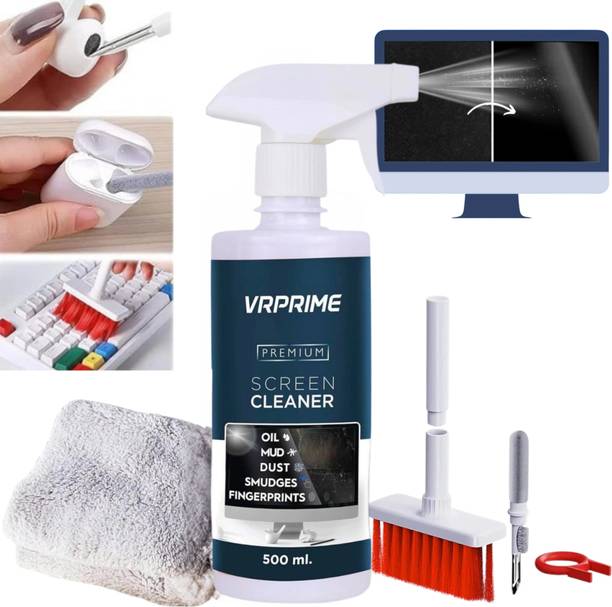 VRPRIME Laptop Screen Cleaning Kit 500ml with Microfiber Cloth | 5 in 1 Screen Cleaner for Computers, Gaming, Laptops, Mobiles