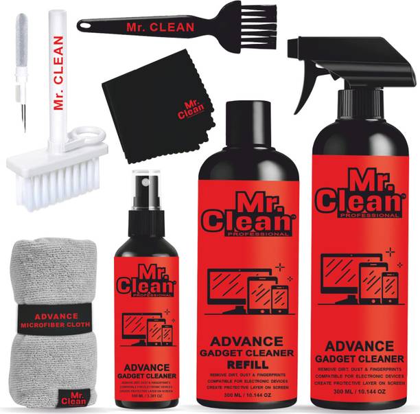 MCP Gadget Cleaner Spray 300ml+100ml+100ml with 2Microfiber Cloth & 2 Cleaning Brush for Computers, Gaming, Mobiles, Laptops
