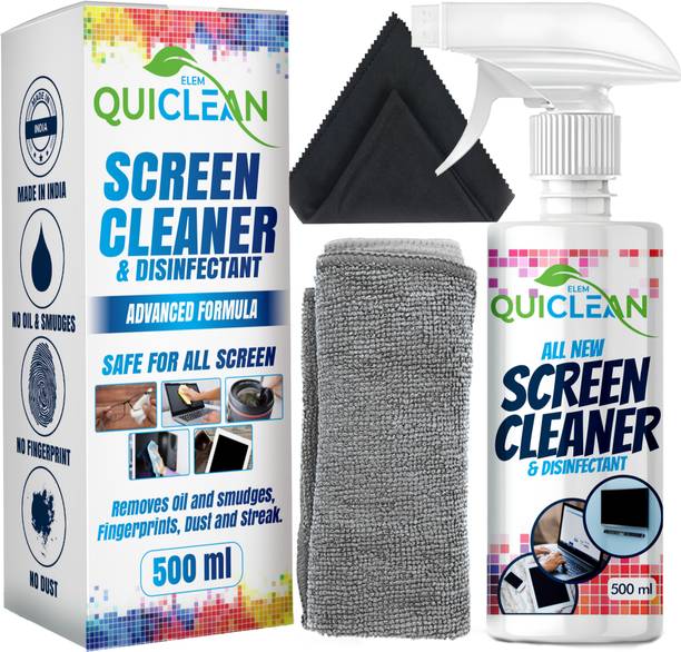 QUICLEAN Screen & Lens Cleaner 500 ml with Microfiber Cloth for Computers, Laptops, Gaming, Mobiles