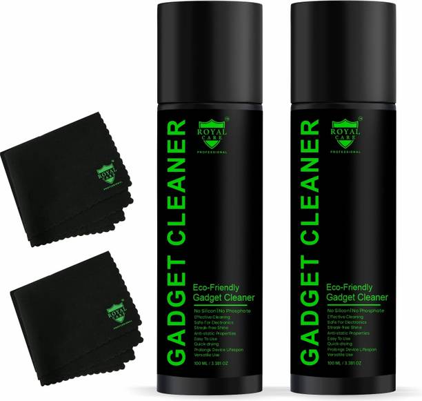 ROYAL CARE PROFFESSIONAL Eco-Friendly Gadget Cleaner Spray(100ML+100ML) with 2Pcs Microfiber Cloths for Laptops, Mobiles, Gaming, Computers
