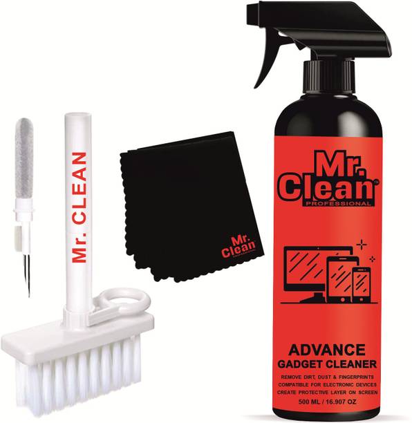 MCP Gadget Cleaner Spray 500ml with 1 Microfiber Cloth & Multipurpose Cleaning Brush for Computers, Gaming, Mobiles, Laptops