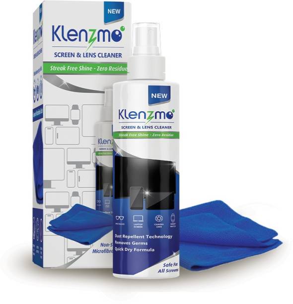 Klenzmo Screen and Lens cleaner with microfiber cloth 250ml for Computers, Mobiles, Laptops