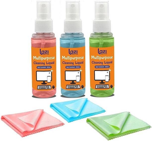 LAZI Pack of 3 Scented Multipurpose Screen Cleaner Cleaning Liquid Spray Kit (50ml) for Computers, Gaming, Laptops, Mobiles