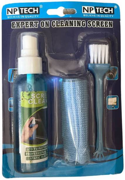 NP Tech 3 in 1 screen cleaning kit-cleanser spray, brush, micro fiber cloth for Computers, Gaming, Laptops, Mobiles