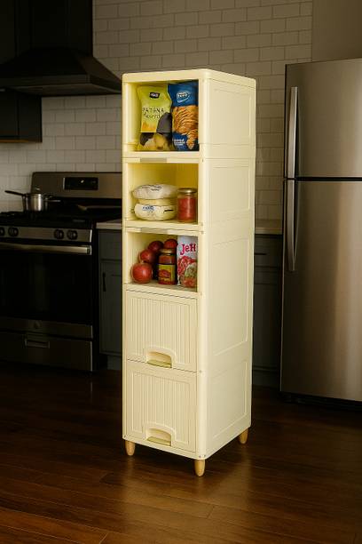 Surety for Safety 5 Layer White Cabinet Organizer for Home Office, Parlour, school Plastic Free Standing Cabinet