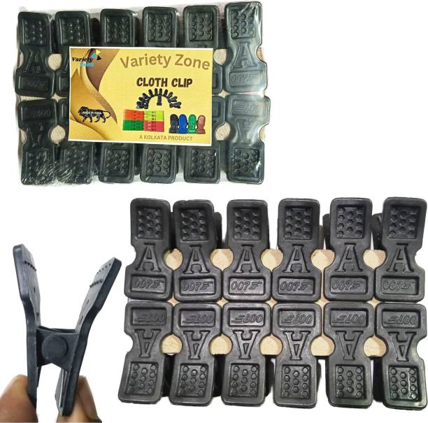 VarietyZone Variety Zone Plastic Drying Pegs/Clip Black 007 Color Plastic Cloth Clips