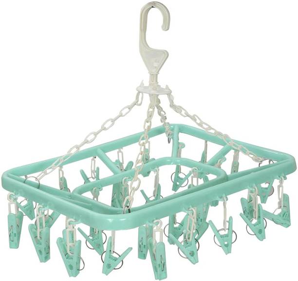 UNITYSALES Plast Cloth Drying Hanger with 32 Plastic Clips (Set of 1) Plastic Cloth Clips
