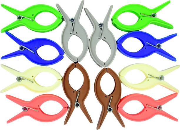 सरवना सुपर मार्ट 4-inch Saree Pre Pleating Clip 12 Nos|Saree Pegs for Draping|2 inch Wide Opening क्लॉथ क्लिप्स