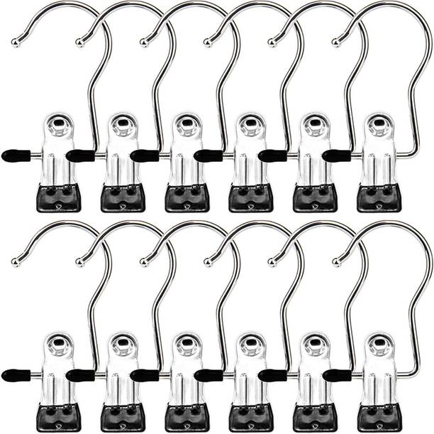 FreshDcart Portable Stainless Steel Multipurpose Clip Hook Hangers Ideal for Clothe,Garment Stainless Steel Cloth Clips