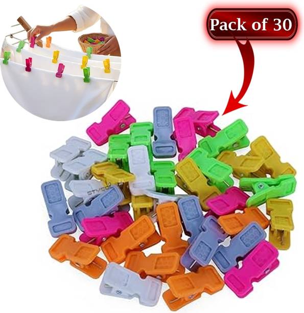 Stysol Heavy Duty (Multi 30 Pcs) Non Slip Plastic Clothes Drying Clips Plastic Cloth Clips