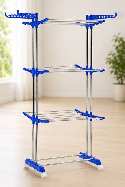 NARIYA Plastic, Steel Floor Cloth Dryer Stand BLUE CLOTH DRYER STAND