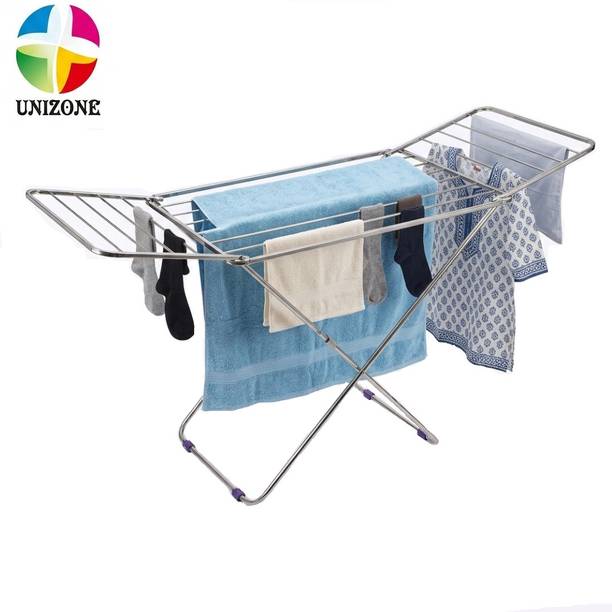 Unizone Steel, Plastic, Aluminium Floor Cloth Dryer Stand Palang Foldable 12 Month Warranty