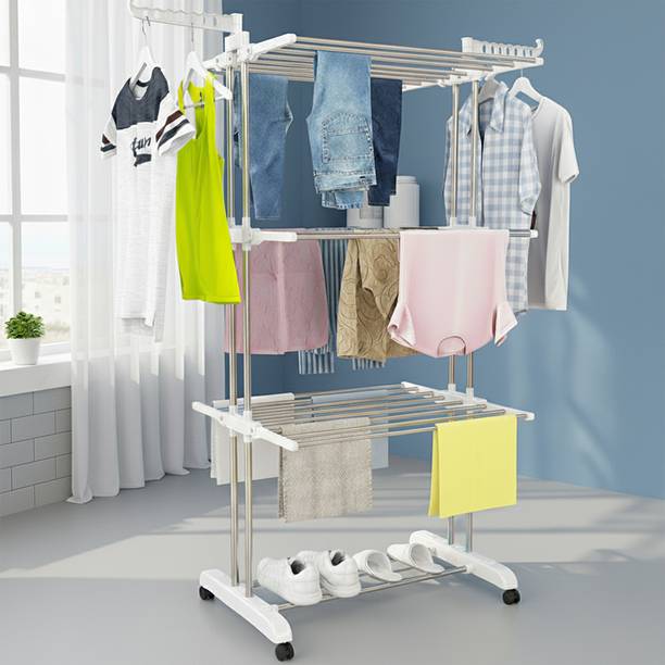 TNG Plastic, Steel Floor Cloth Dryer Stand A-Grade Clothes Drying Rack, Stainless Steel, For Indoor, outdoor