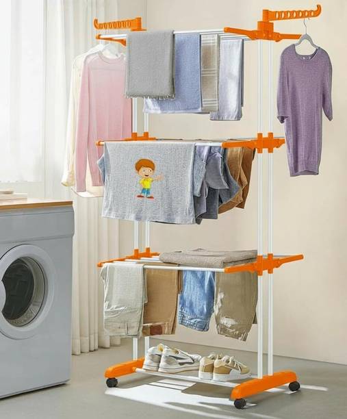 ProHome Steel Floor Cloth Dryer Stand Heavy Duty Stainless Steel Clothes Drying Stand for Home | 100 KG Load Capacity
