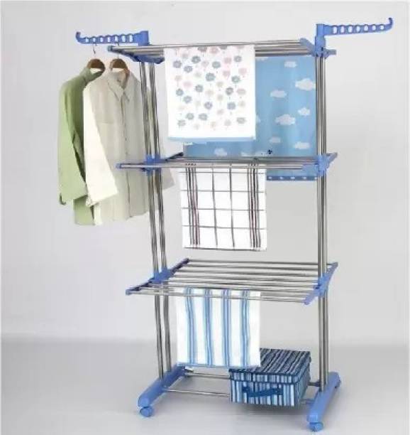 HomeMate Steel, Plastic Floor Cloth Dryer Stand H-CDS-DOUBLE POLL- B2SS- 3T