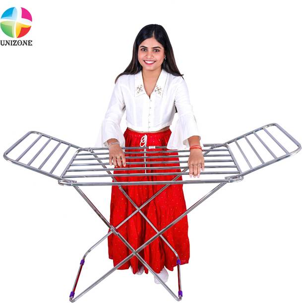 Unizone Steel, Plastic, Aluminium Floor Cloth Dryer Stand Palang Foldable 12 Month Warranty