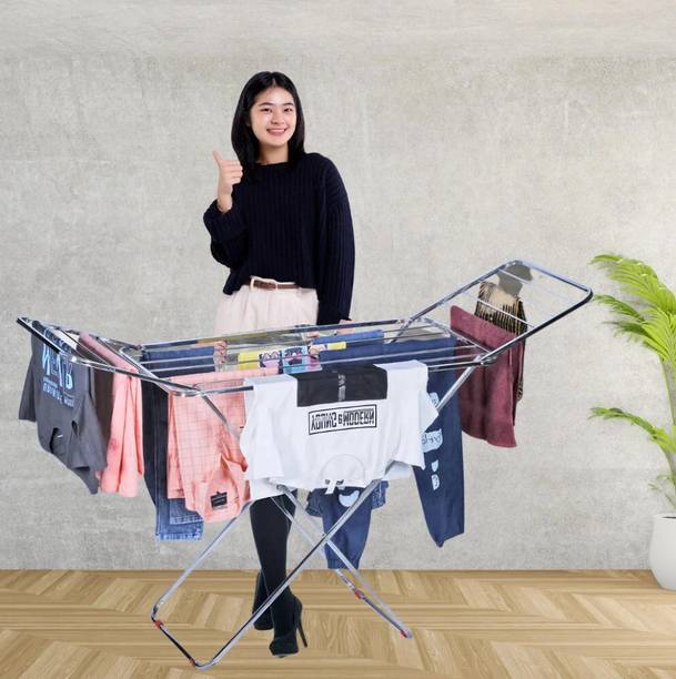Branco Steel Floor Cloth Dryer Stand Strong & Heavy Stainless Steel Foldable Cloth Dryer Stand Double Rack