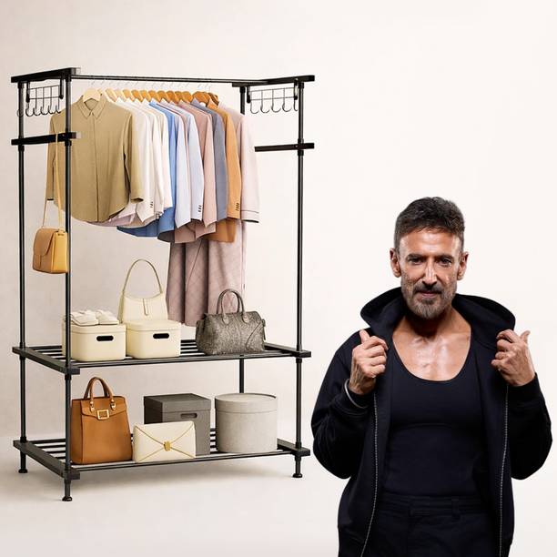 ADA Aluminium Floor Cloth Dryer Stand High Density Drizzle Metal Garment Rack with Side Hooks