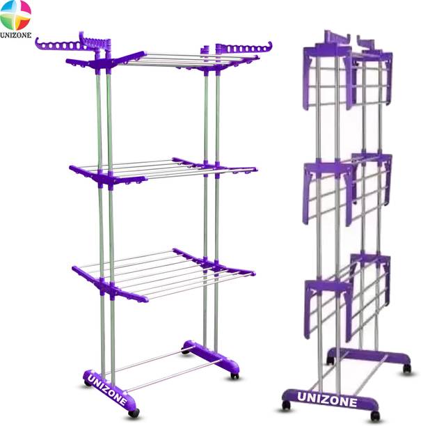 Unizone Steel, Plastic Floor Cloth Dryer Stand Foldable Cloth Dryer Stand 12 Month Warranty Made Of Stainless Steel
