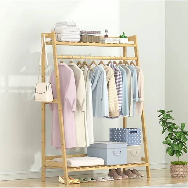 lukzer Wood Floor Cloth Dryer Stand A Shape Bamboo Rack 78 cm