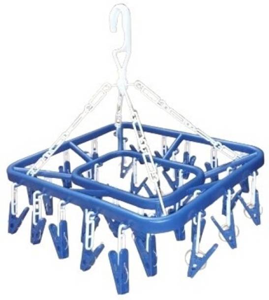 KOGENT ENTERPRISES Plastic Ceiling Cloth Dryer Stand Plastic Clothes Drying Hanger with 32 Clips Plastic Cloth Clips