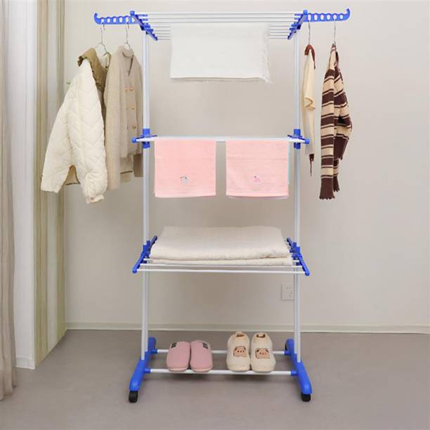 STANSY Plastic Floor Cloth Dryer Stand DRYING RACK 3T-BLUE