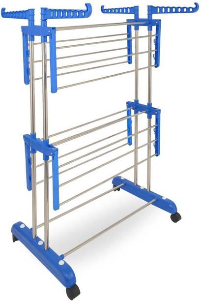 Best 4U Steel, Plastic Floor Cloth Dryer Stand B2SS-2T-20070