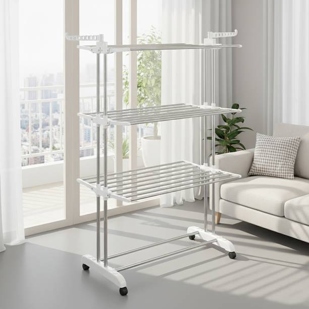 टी एन जी Stainless Steel, Clothes Drying rack For Indoor, Outdoor And Balcony प्लास्टिक, स्टील फ्लोर क्लॉथ ड्रायर स्टैंड