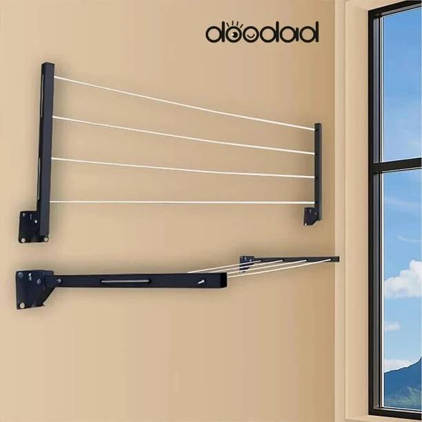 दूदाद Wallmount Cloth Dryer Stand - Foldable, Heavy Duty & Stylish Black Steel(4 Tiers) स्टील वॉल क्लॉथ ड्रायर स्टैंड