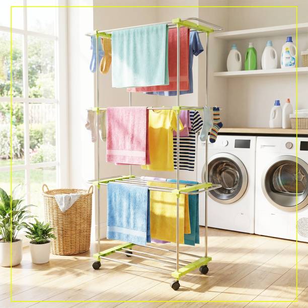 Homlix Steel Floor Cloth Dryer Stand DryMaster Black 1 Layer